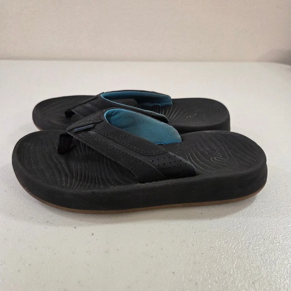 Quiksilver Hydrobound Mens Flip Flops Black Blue Thong Sandals‎ Size 7 9.5 Inch
